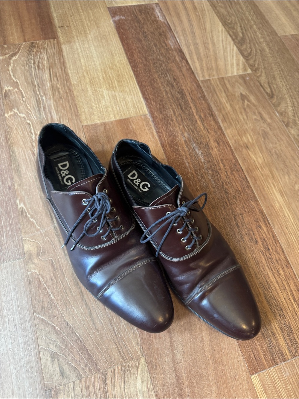 D&G Men's Burgundy Leather Oxfords